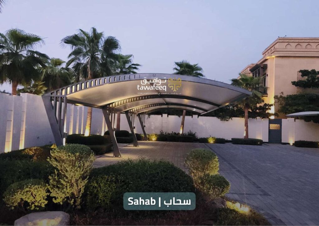 Tawafeeq car parking shades in dubai residential area